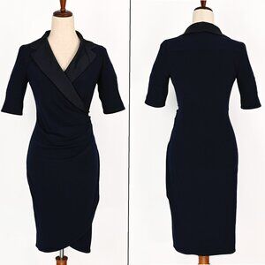 Vintage Y2K Dark Blue & Black JOSEPH RIBKOFF Blazer Style Bodycon Dress - 6
